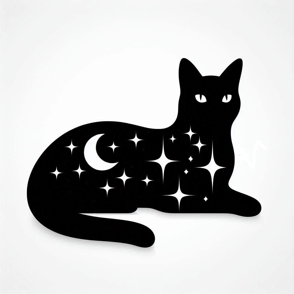Celestial cat with moon and stars 3D model