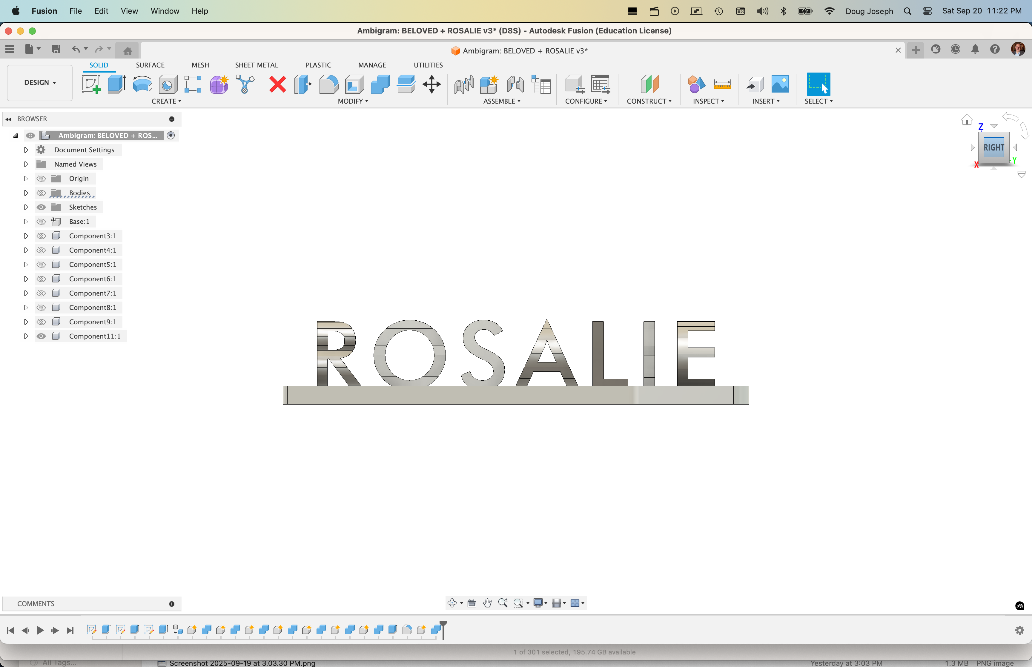 Ambigram BELOVED + ROSALIE!