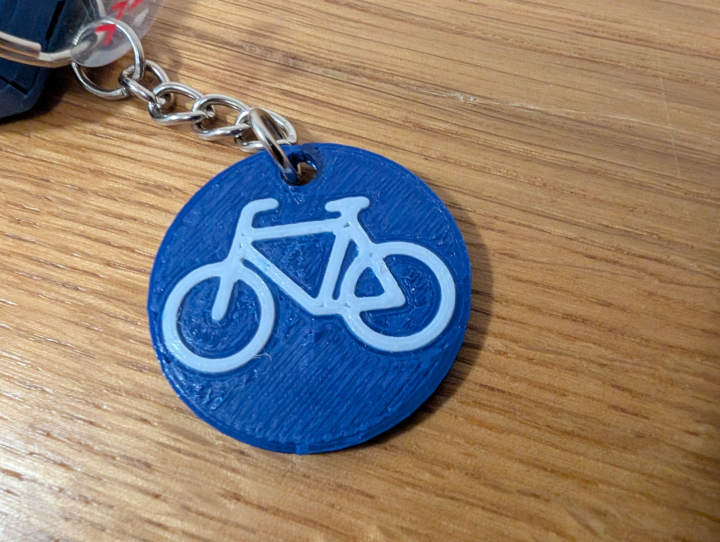 Bike Symbol Key Ring with editable text on back side