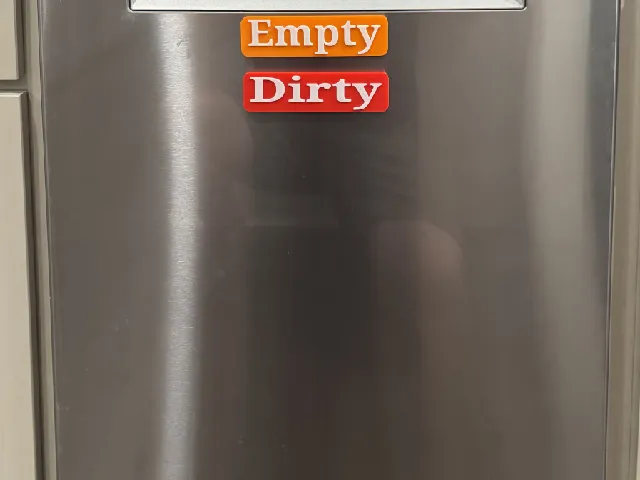Dishwasher Signs for easy viewing. Magnetic Mounting.