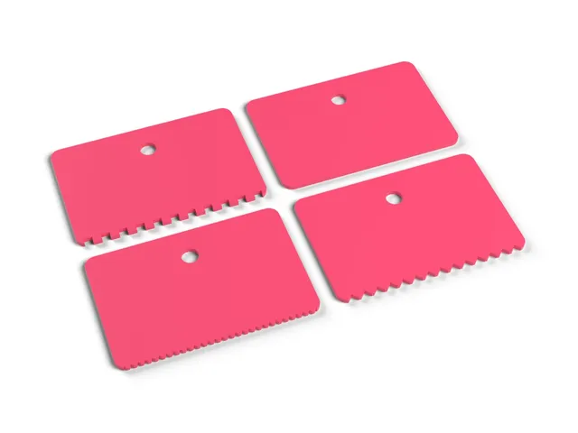 Glue Spreaders - 4 Notched Spreaders for Wood Glue, Tile Adhesive and Epoxy, No Supports (OpenSCAD)
