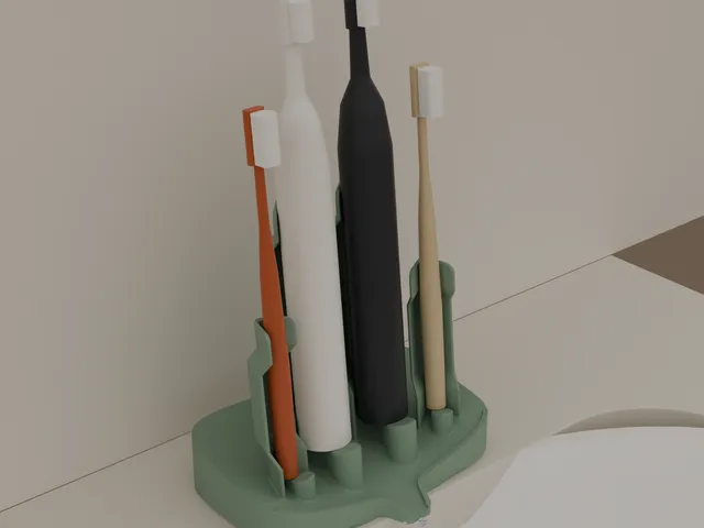 Toothbrush Holder That Drains Into the Sink – 4 Brushes, Electric + Manual, No Cup, One Piece