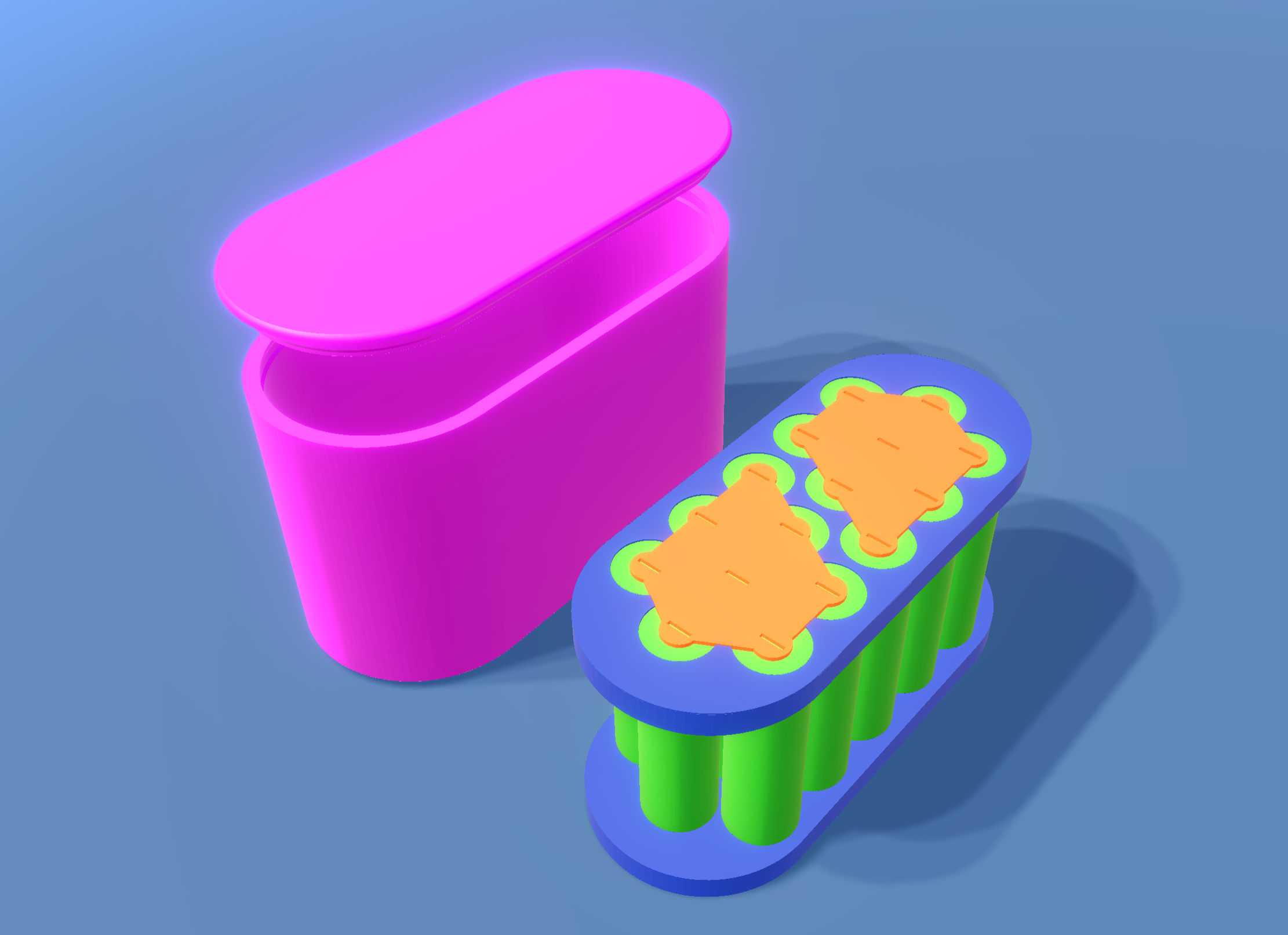 14.4V (4S4P) Pill Battery with Case and Lid (18650)