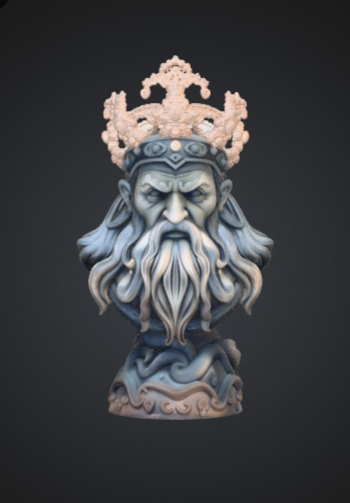 Ancient Sea King Bust with Crown