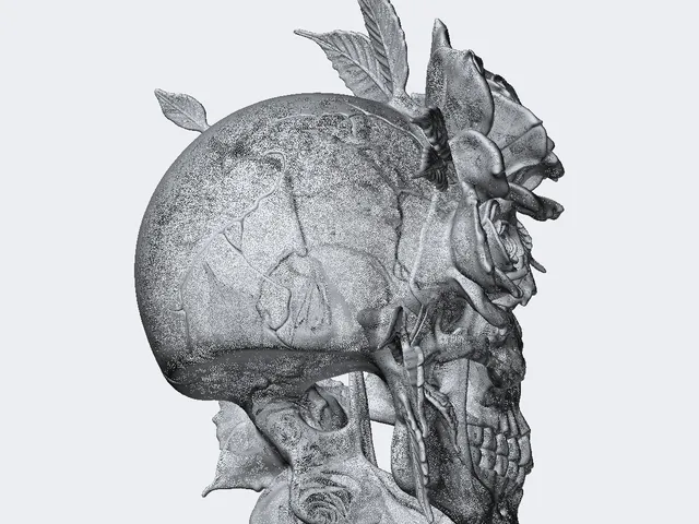 Skull with Roses Statue - Free STL Gothic Memento Mori Decor