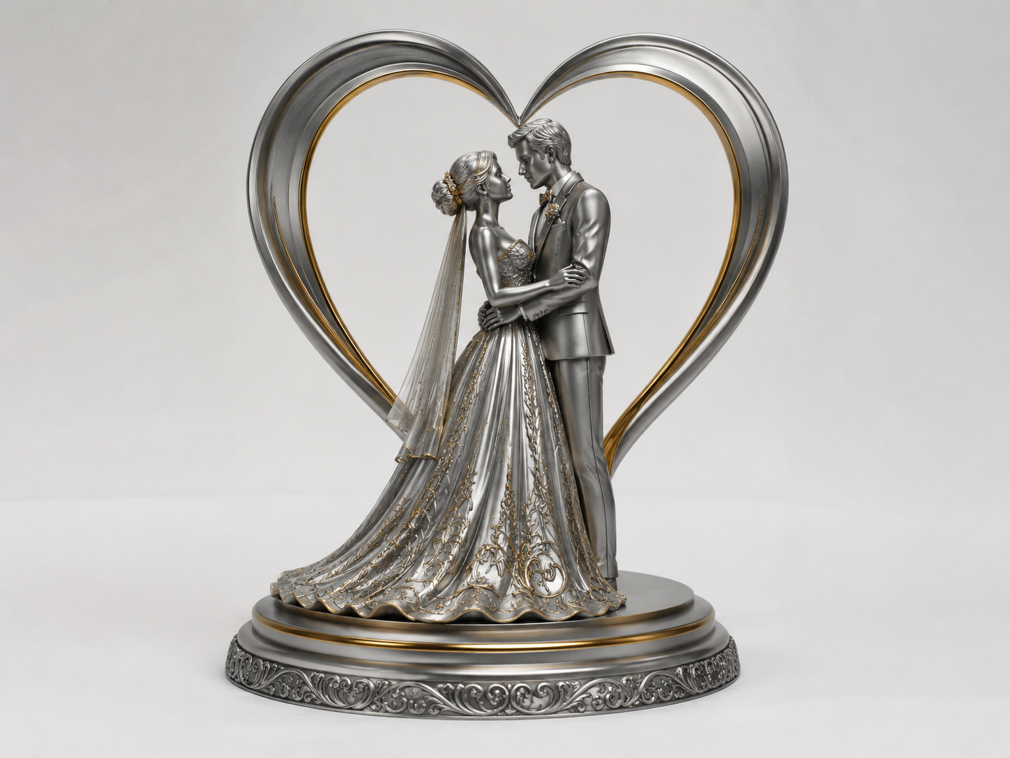 Romantic wedding couple as statue/Romantisches Hochzeitspaar als Statue