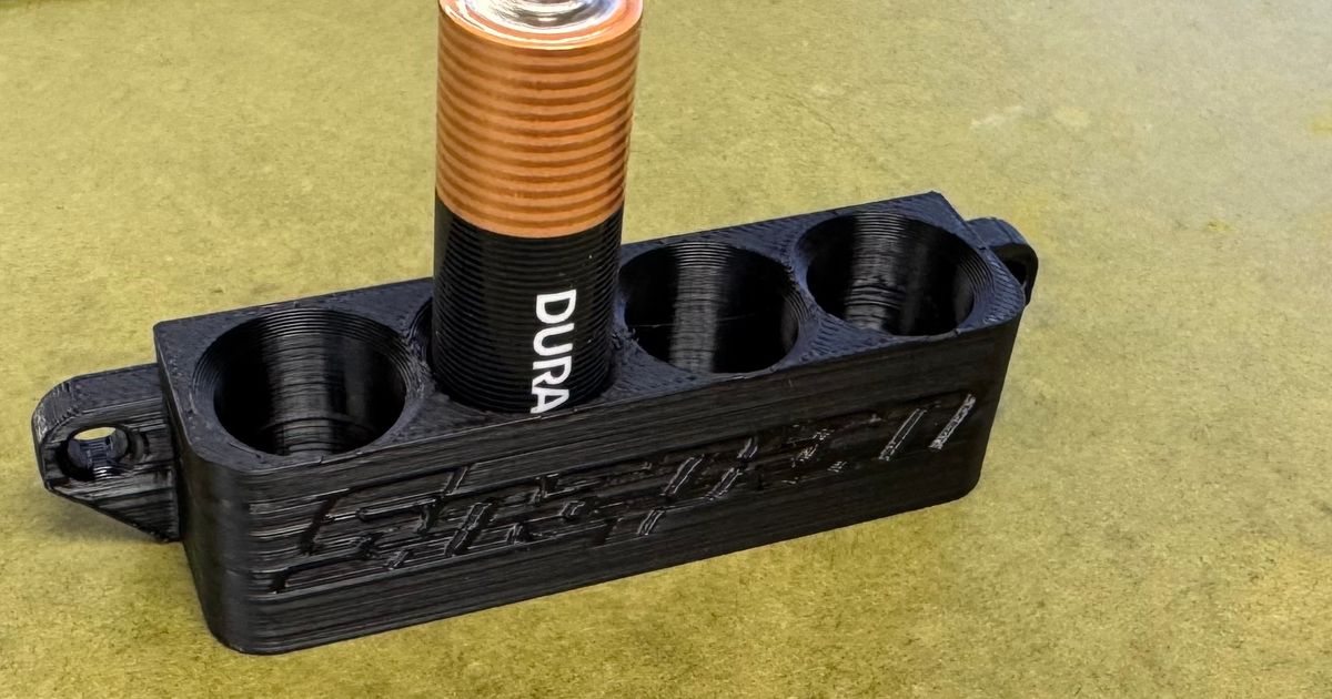 4 AA Battery Holder and Wall mount - Snap-On by BootStrap | Download free STL model | Printables.com - 3D model önizlemesi