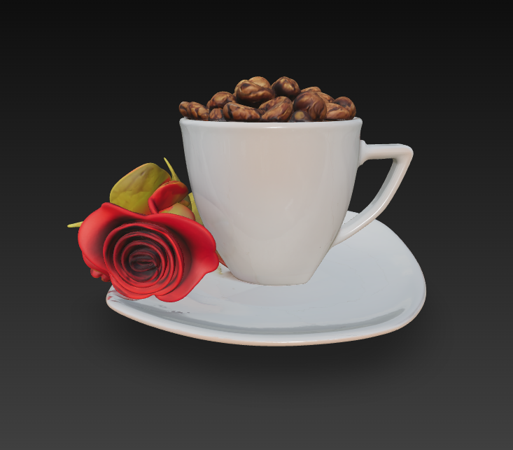 TAZA DE CAFE Y ROSA