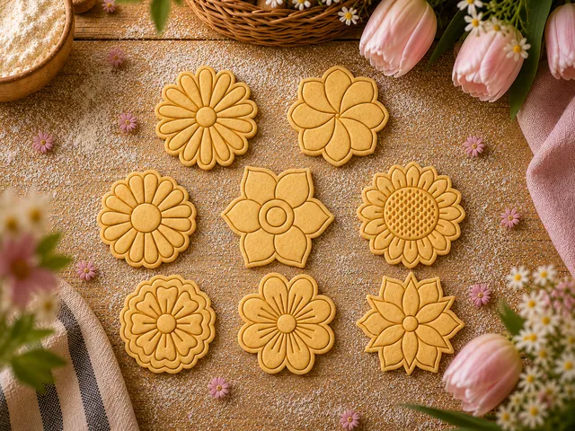 "Flowers" Cookie Cutter + Stamp set (8 models)