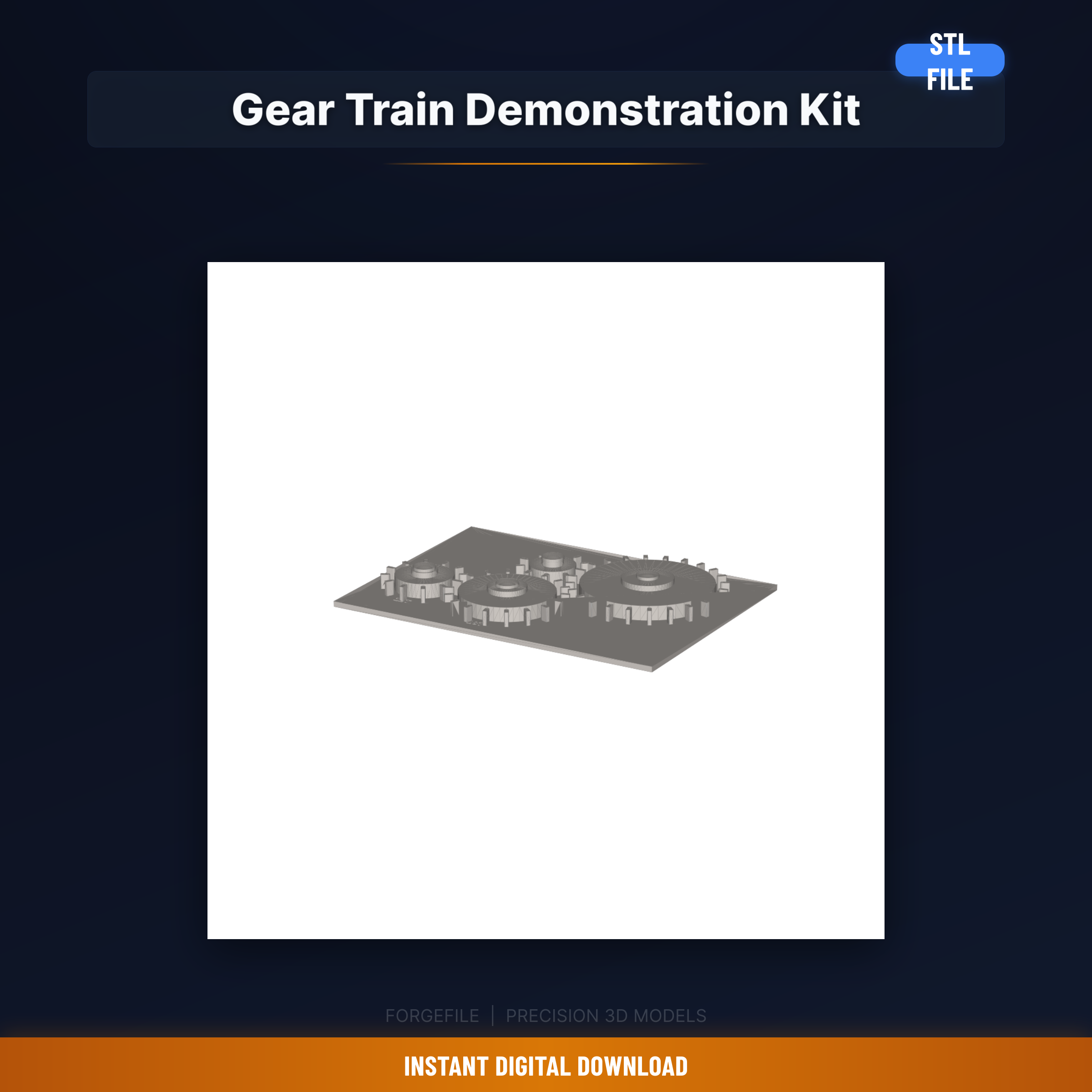 Gear Train Demonstration Kit, Print in Place, 4 Meshing Spur - 3D Printable STL File