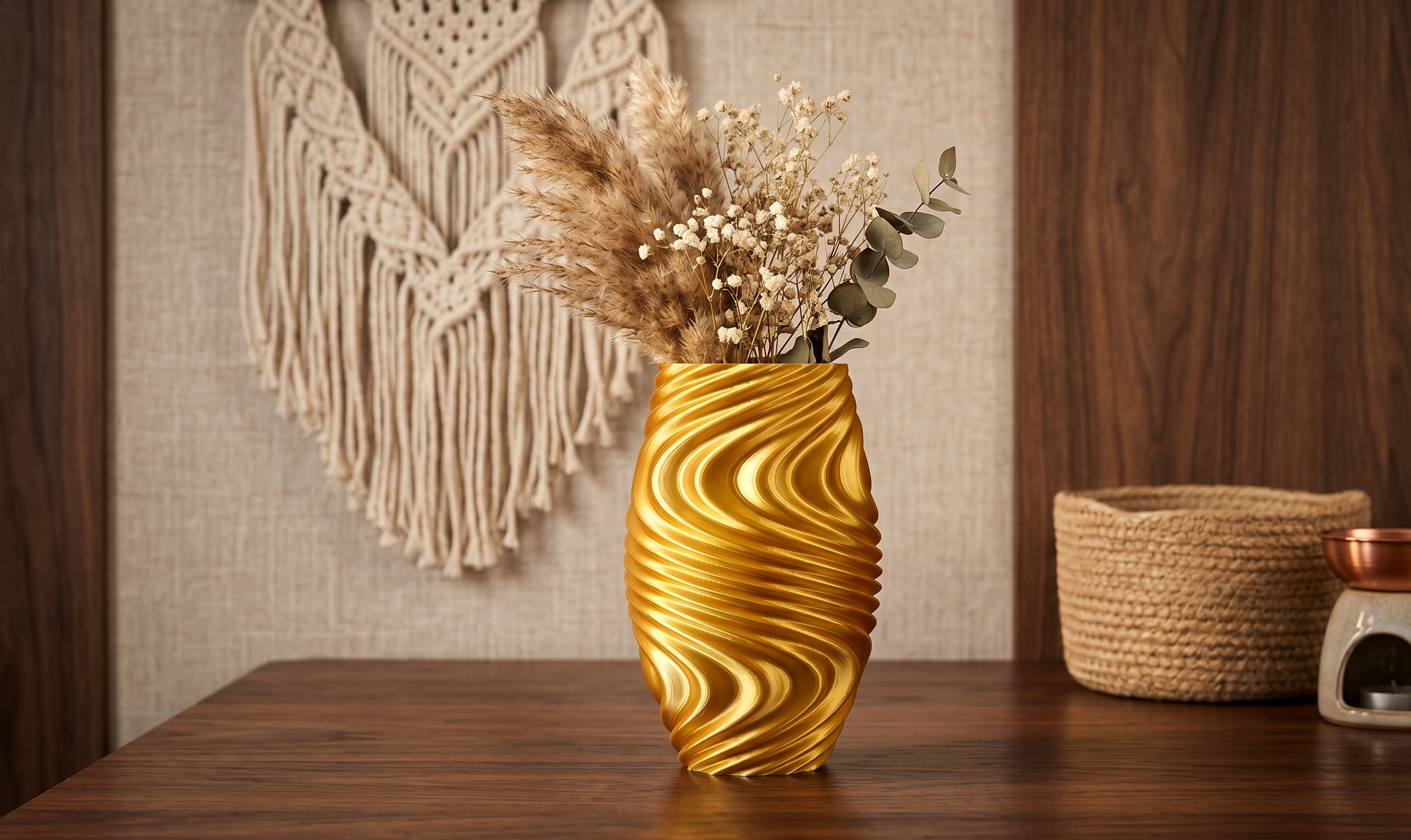 Modern Gold Fluid Wave Vase
