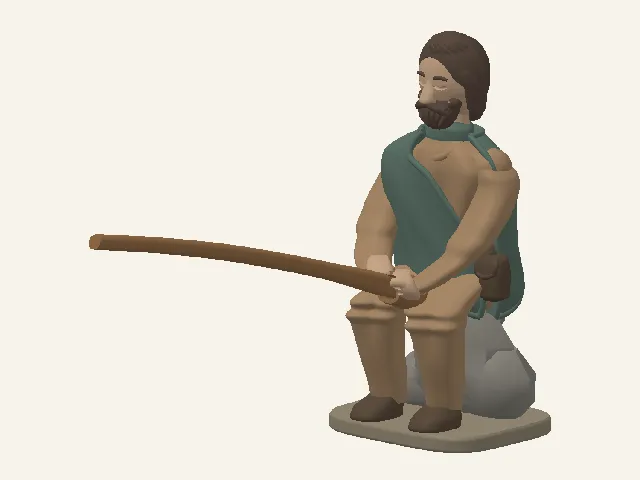 Nativity Fisherman - Paintable Seated Figure | Separate Rod