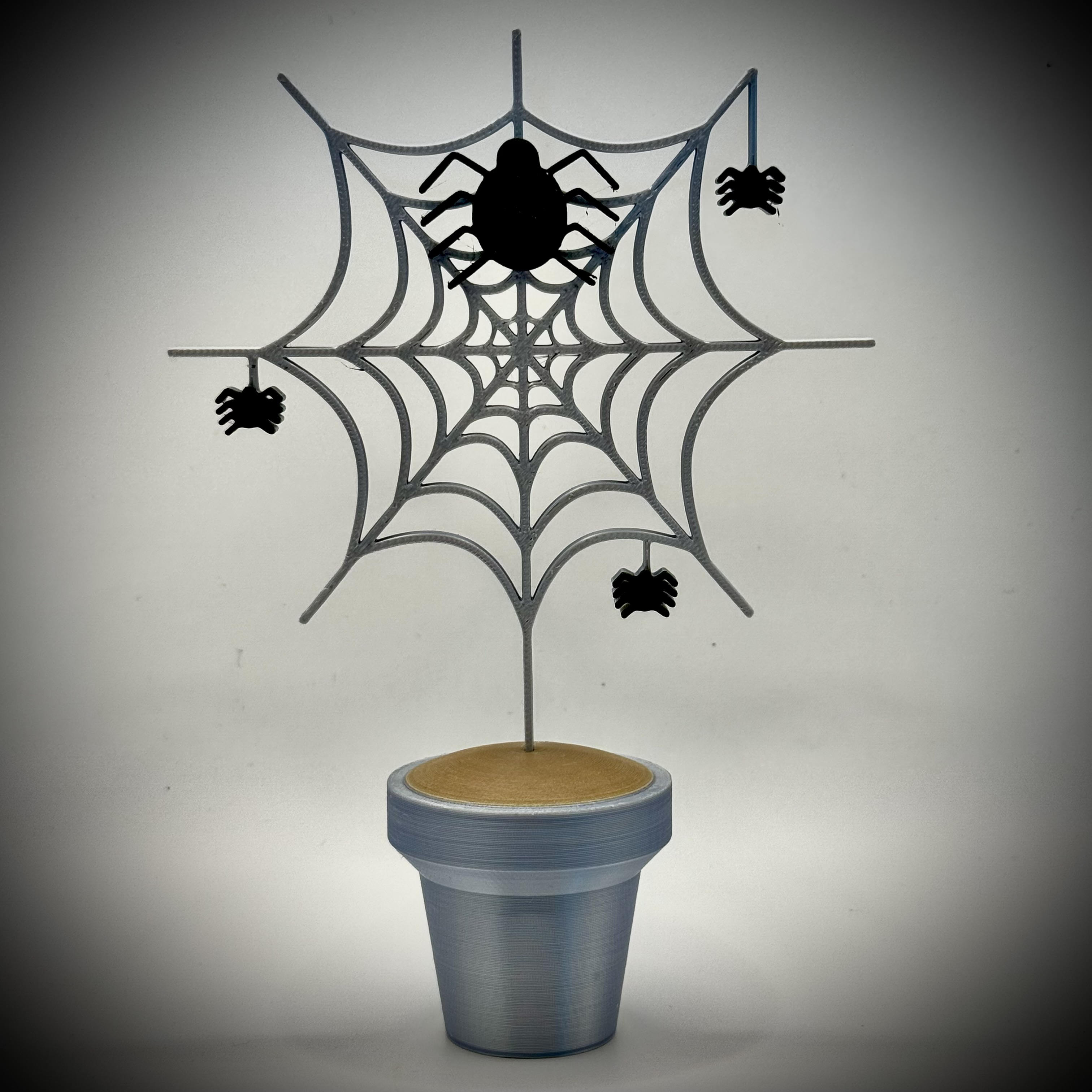 Spiderweb Pot Plant with Spiders