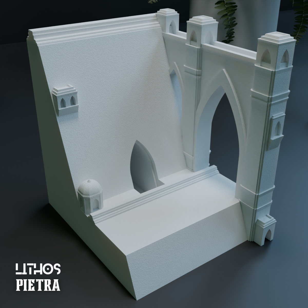 Gothic Architecture Phone Stand – Ornate Arched Design with Charger Pass-Through | 3D Printable