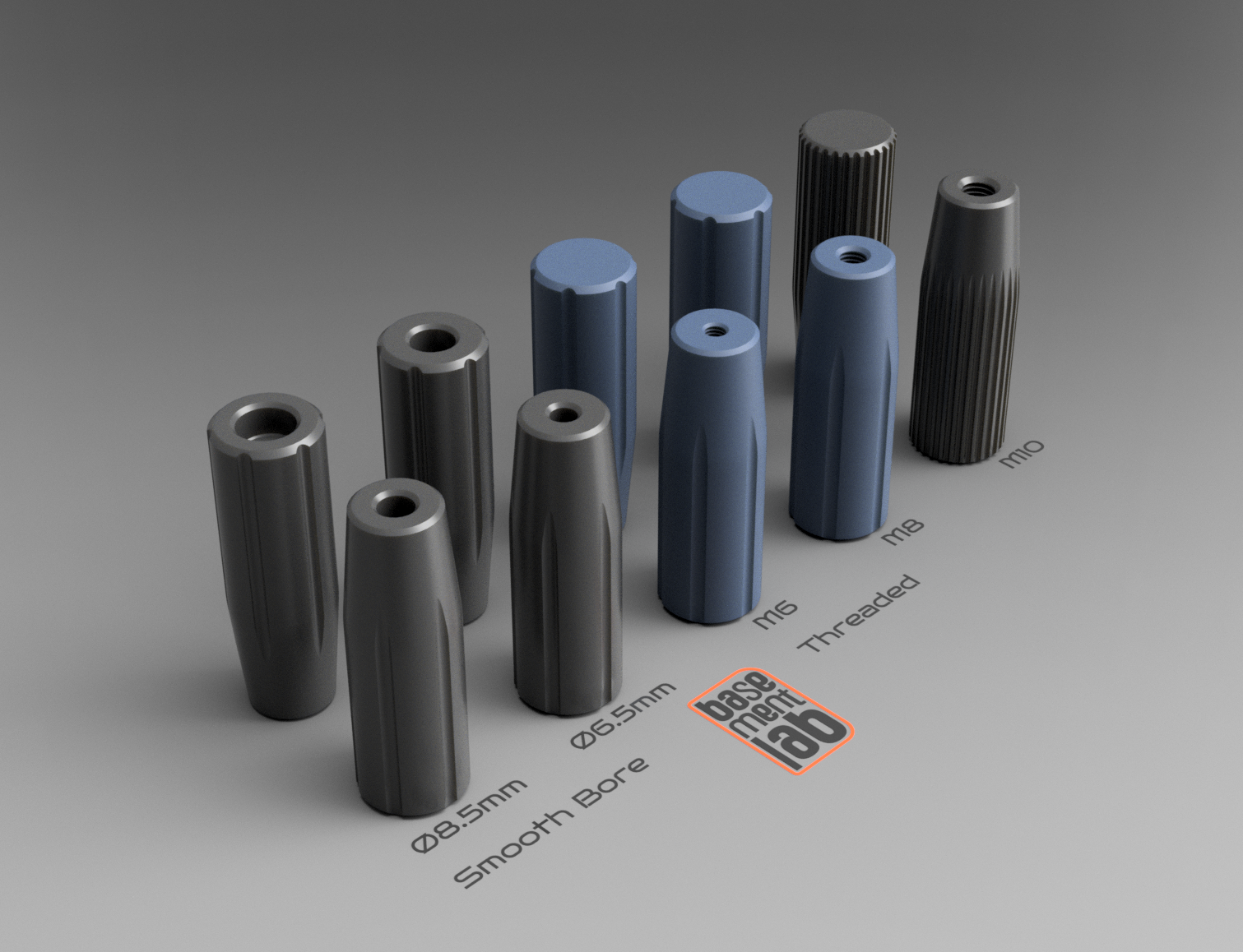 Cylindrical Handle fixed - smooth bore Impugnatura fissa cilindrica M6 / M8 / M10 Metric thread