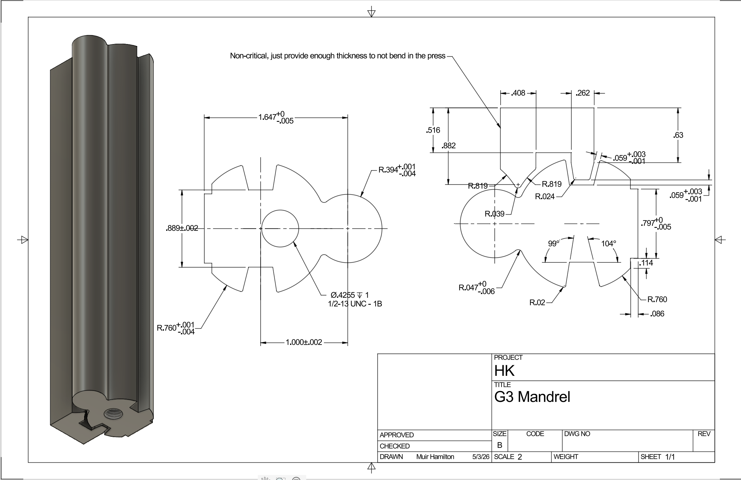 G3 Receiver Straightening Mandrel