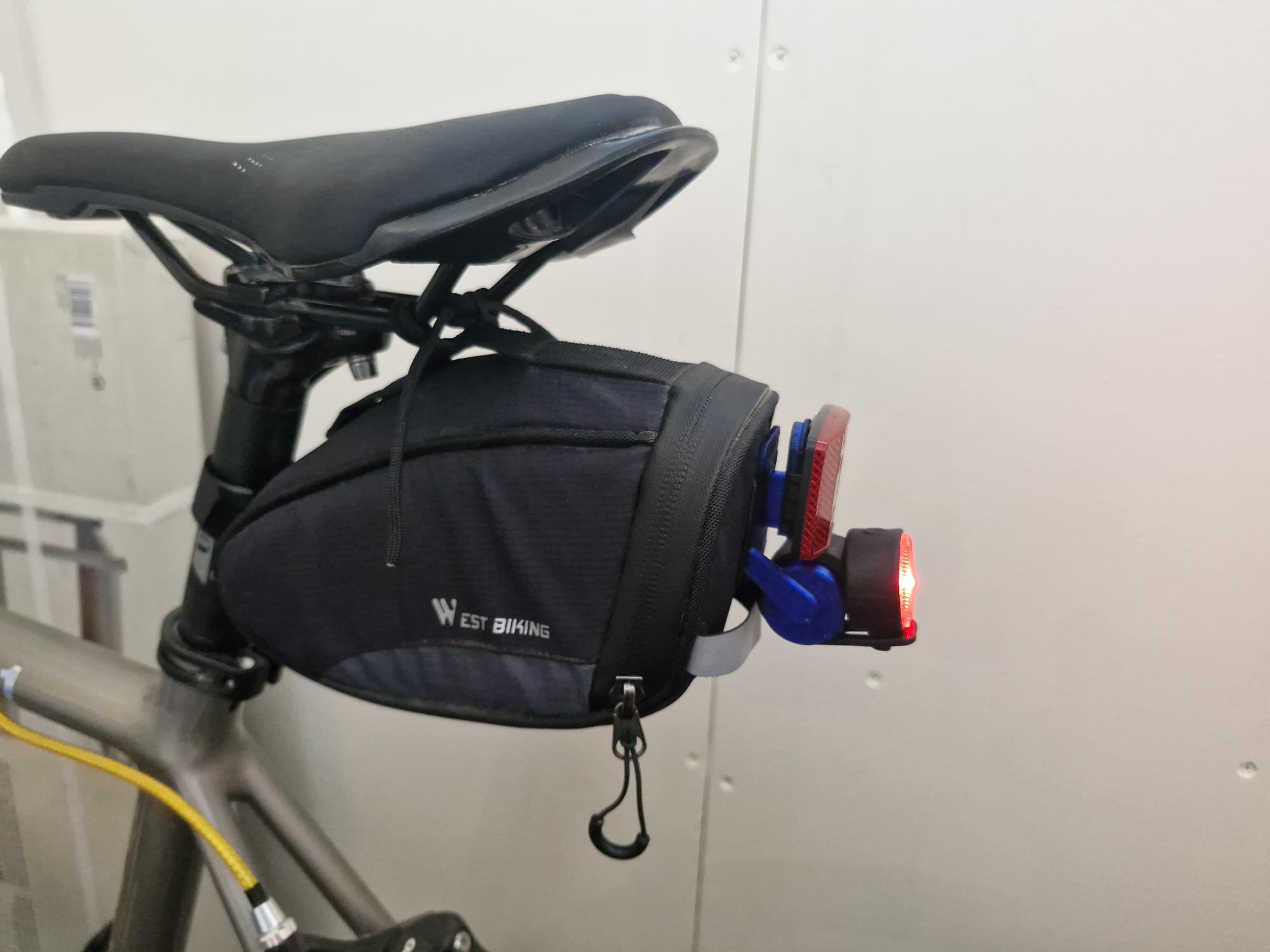 Road bike saddle bag reflector and light mount Biltema reflex