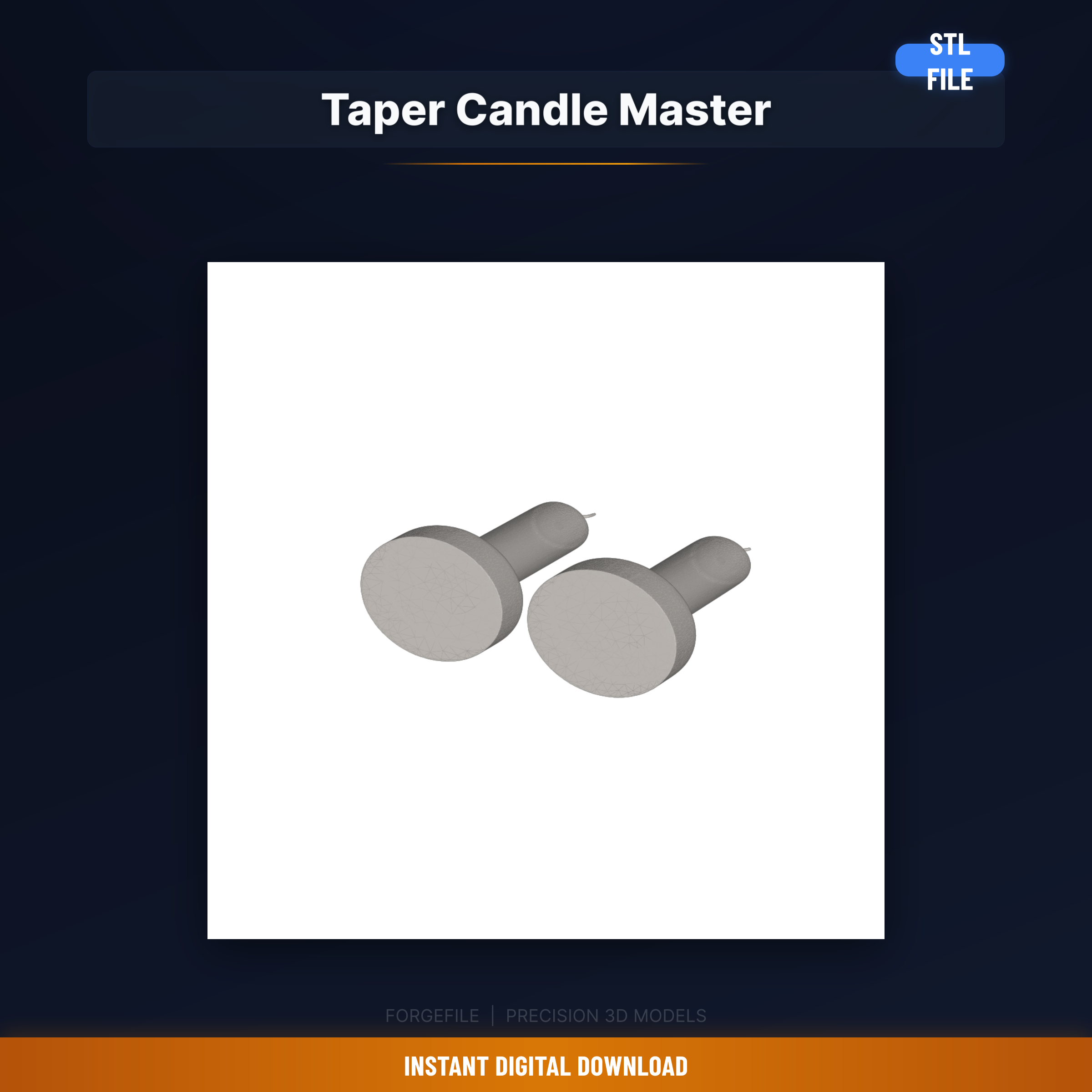 Taper Candle Mold Master Pair, Traditional Dinner Candle, Silicone - 3D Printable STL File