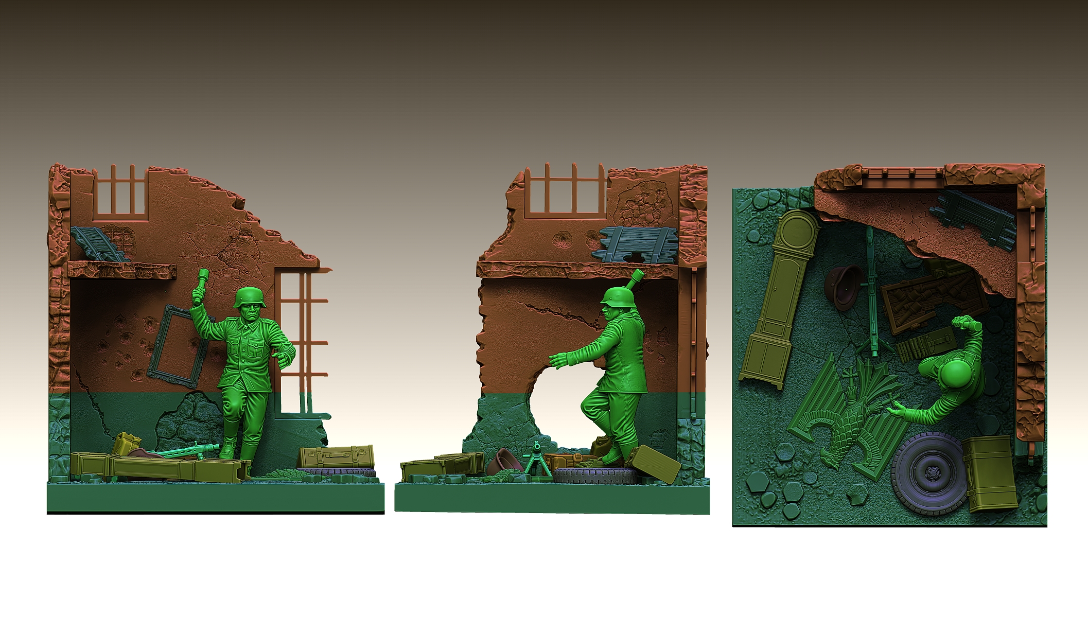 WWII war scene, complete diorama - complete without cults caiomarketing on cults
