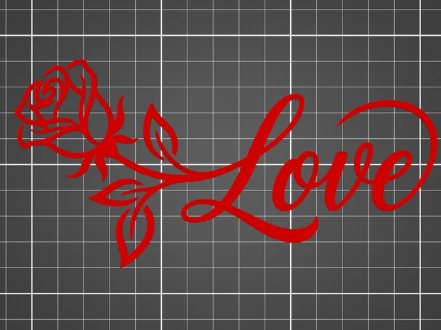 Calligraphy Rose "Love" – Minimalist Wall Art & Valentine's Decor