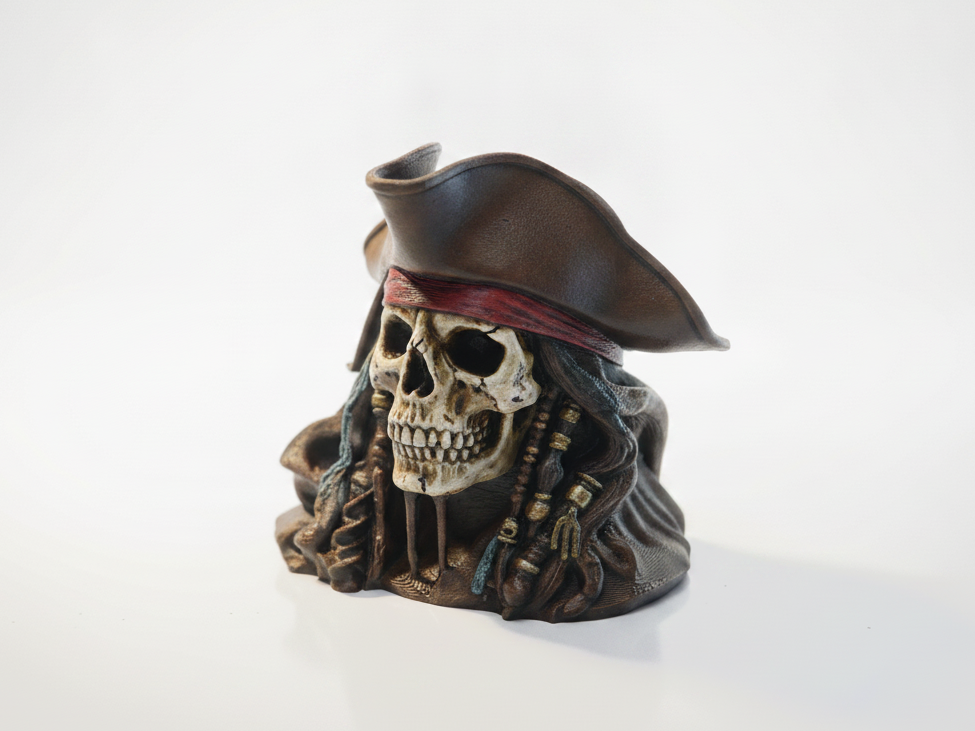 Half Skull Face Jack Sparrow Sculpture 3D Printable