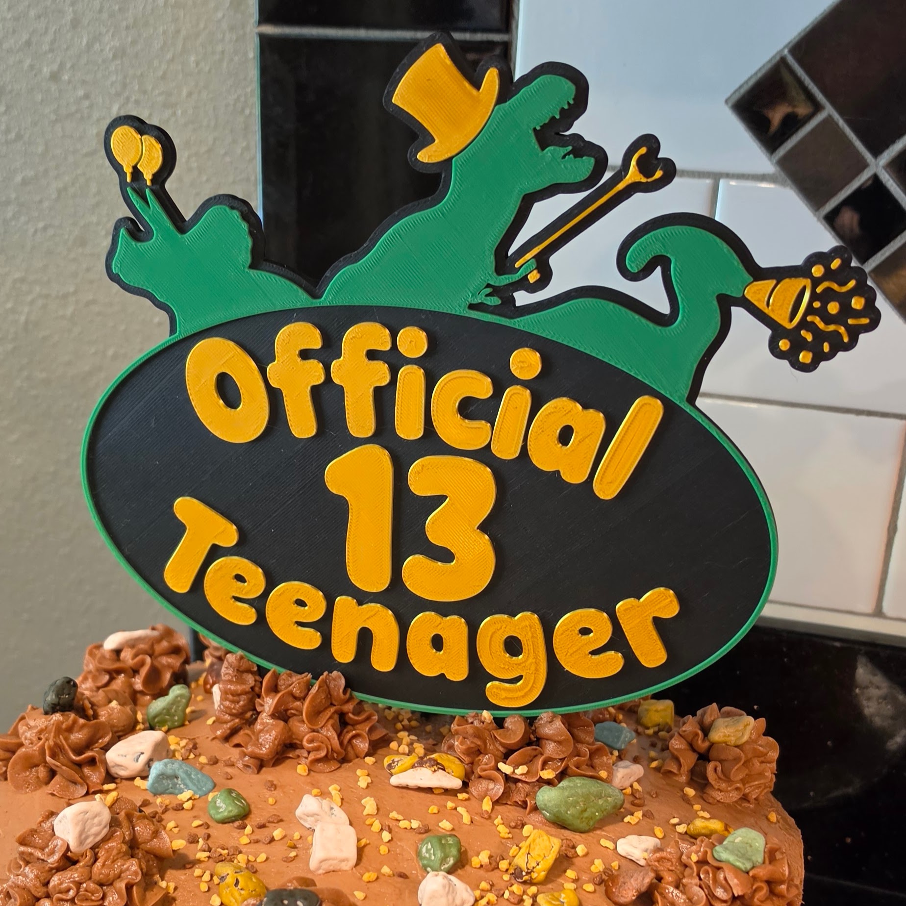 Official Teenager Party Dinosaur Cake Topper