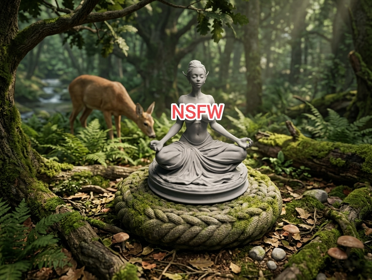 Divine Serenity – Topless NSFW Elf Yoga Statue