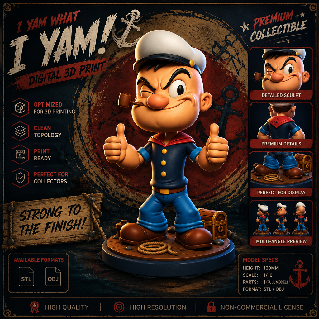 popeye The Sailorman Cartoon Stylized Statue