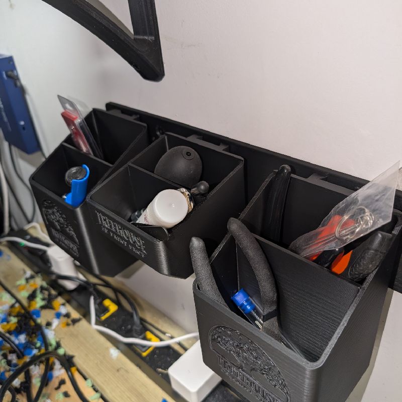 Wall Mount Tool Rail with Buckets - Modular Workbench Organizer by jake ...