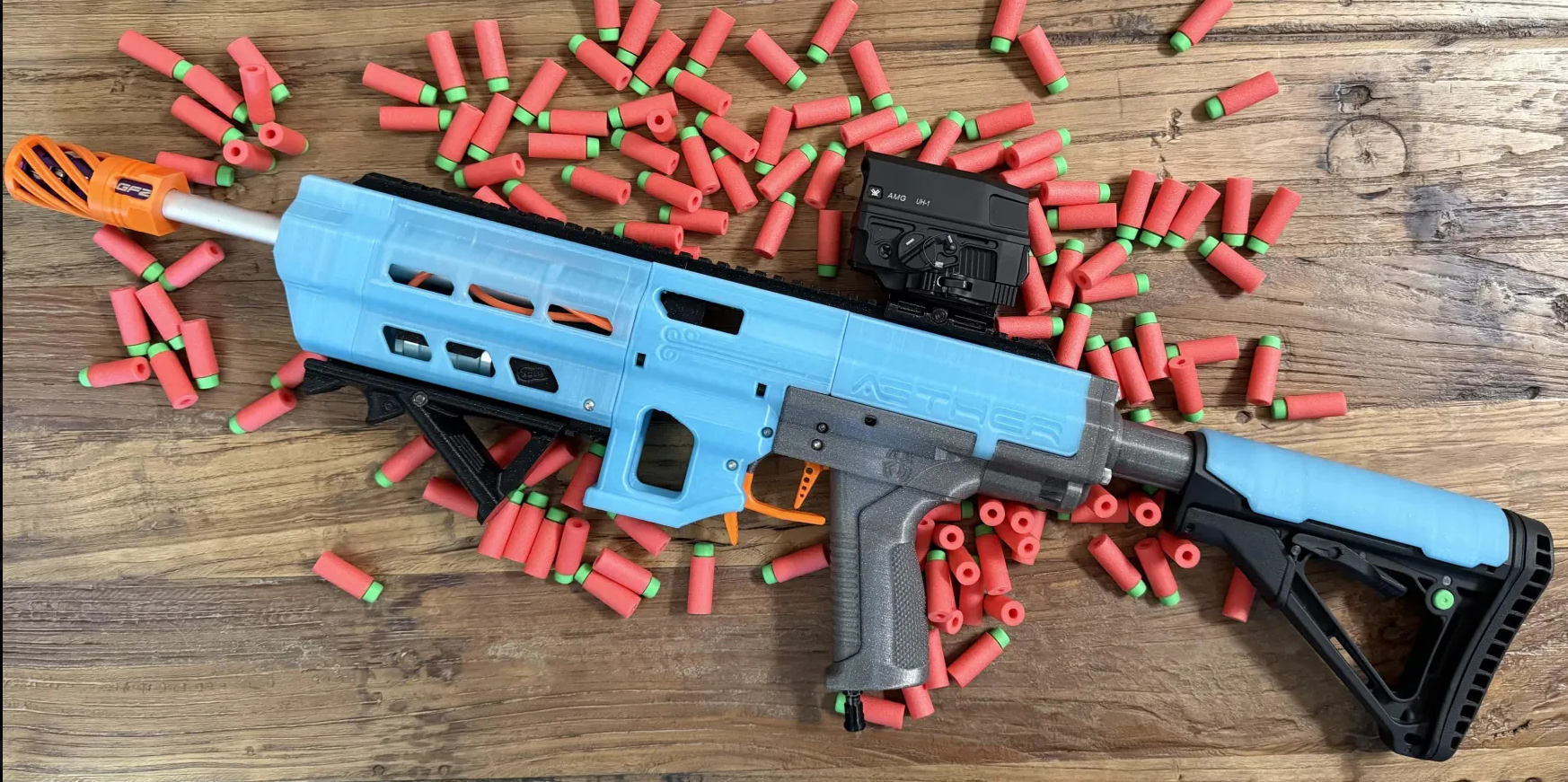 Æther (a cosmic nomad powered HPA semi-auto nerf blaster)