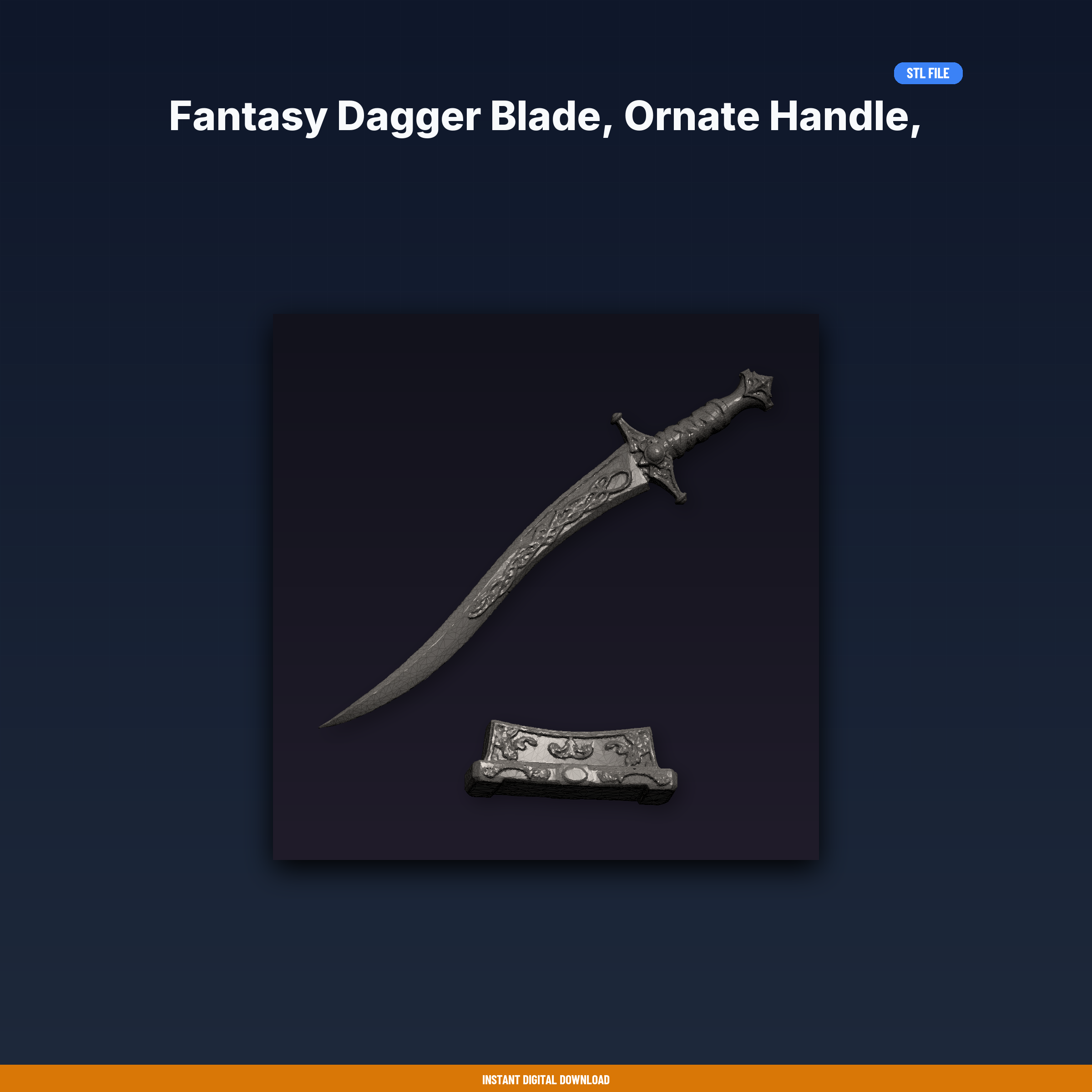 Fantasy Cosplay Prop, Ornate Handle, Curved Detail, Display Ready - 3D Printable STL File