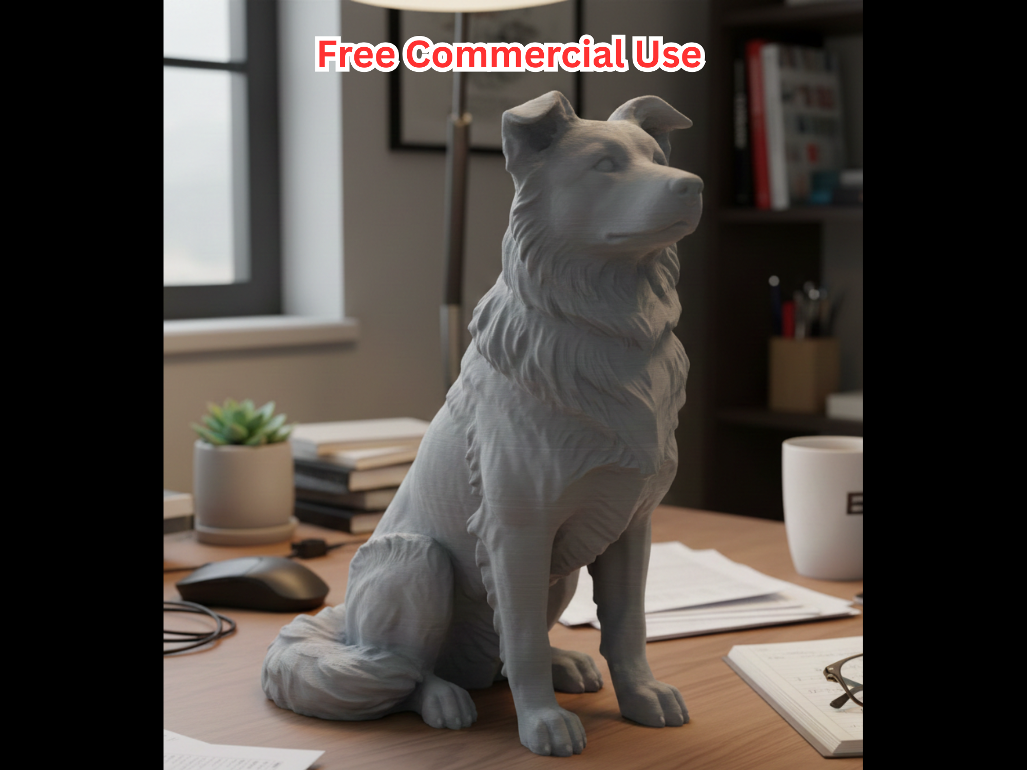 Semi-Realistic Farm Dog Statue
