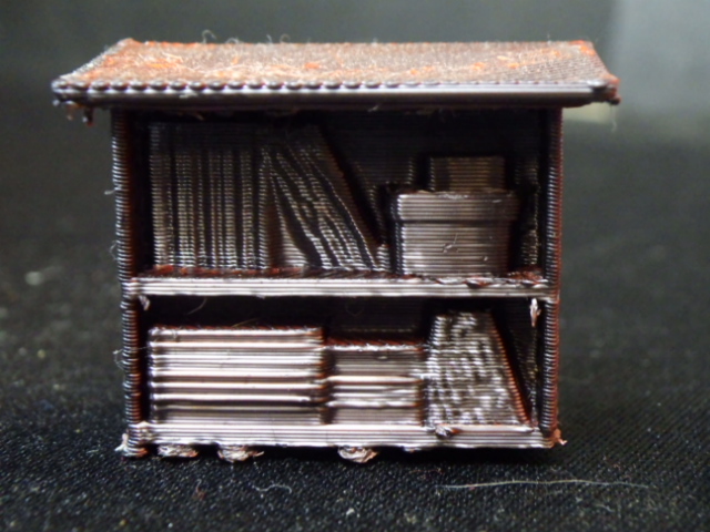 Cherry Wood Side Table with Shelf, Books, & Decor in Playmobil Diorama Compatible Scale & Dollhouse Scale