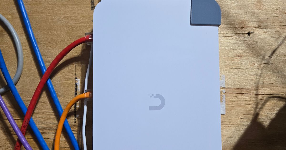 Ubiquiti Cloud Gateway Fiber mounting corners by Aaron Roberts