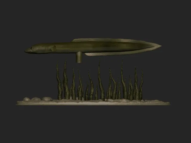 European Eel Statue with Base – Design 1