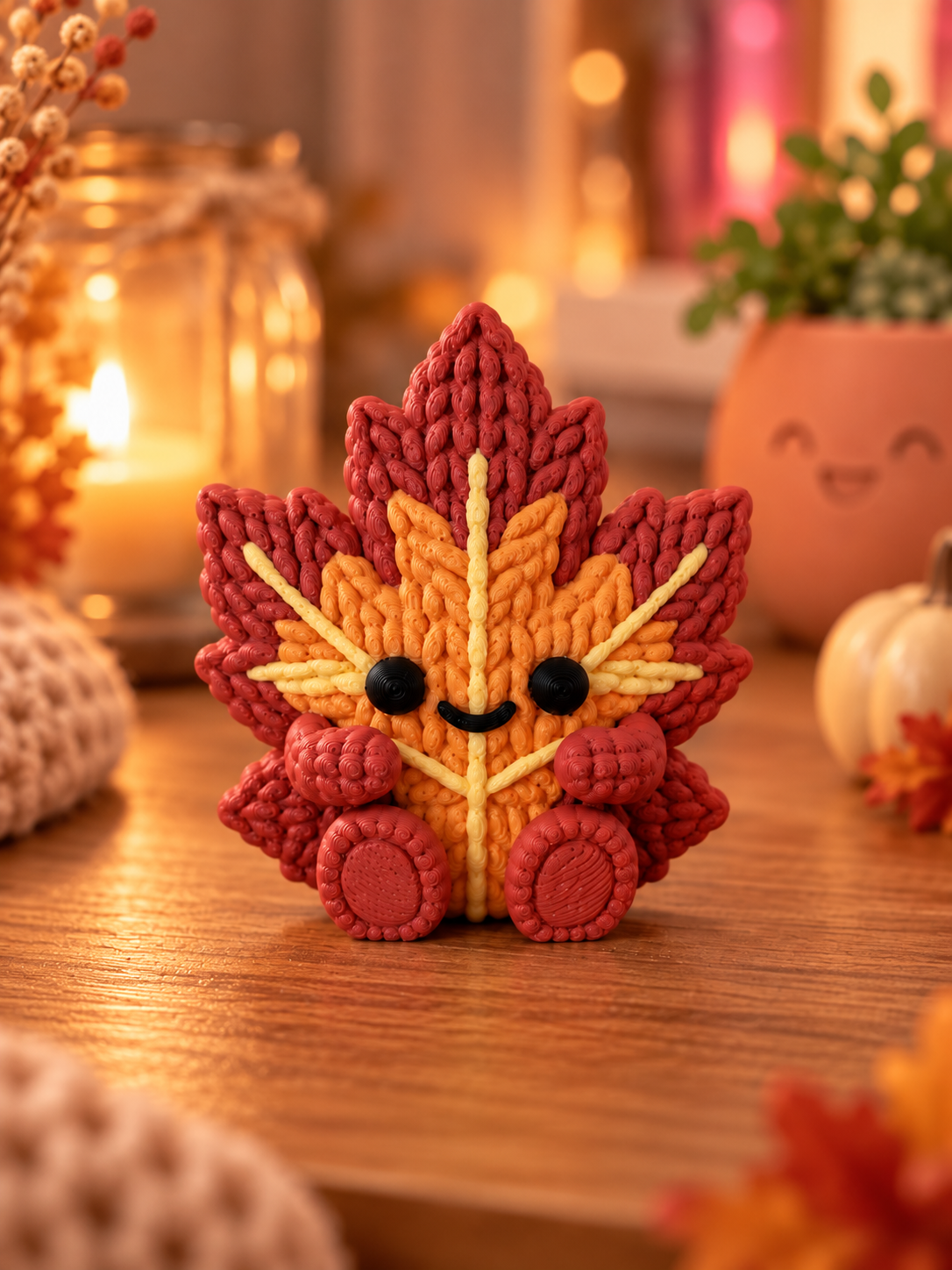 Knitted Maple Leaf - Cozy Autumn Decor