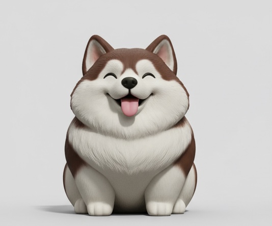 Smiley fat alaskan malamut