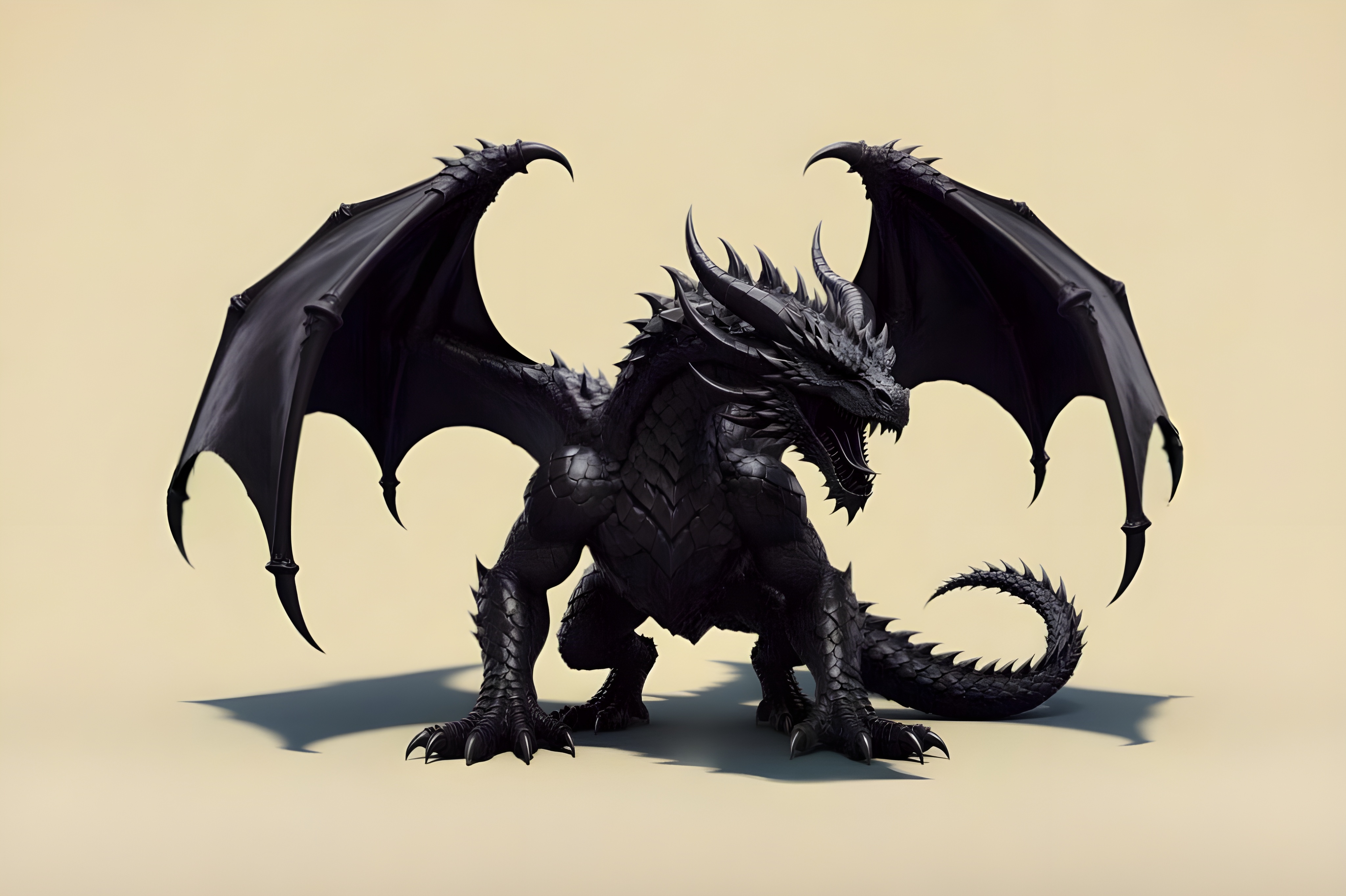 Black Dragon Figurine Fantasy Statue