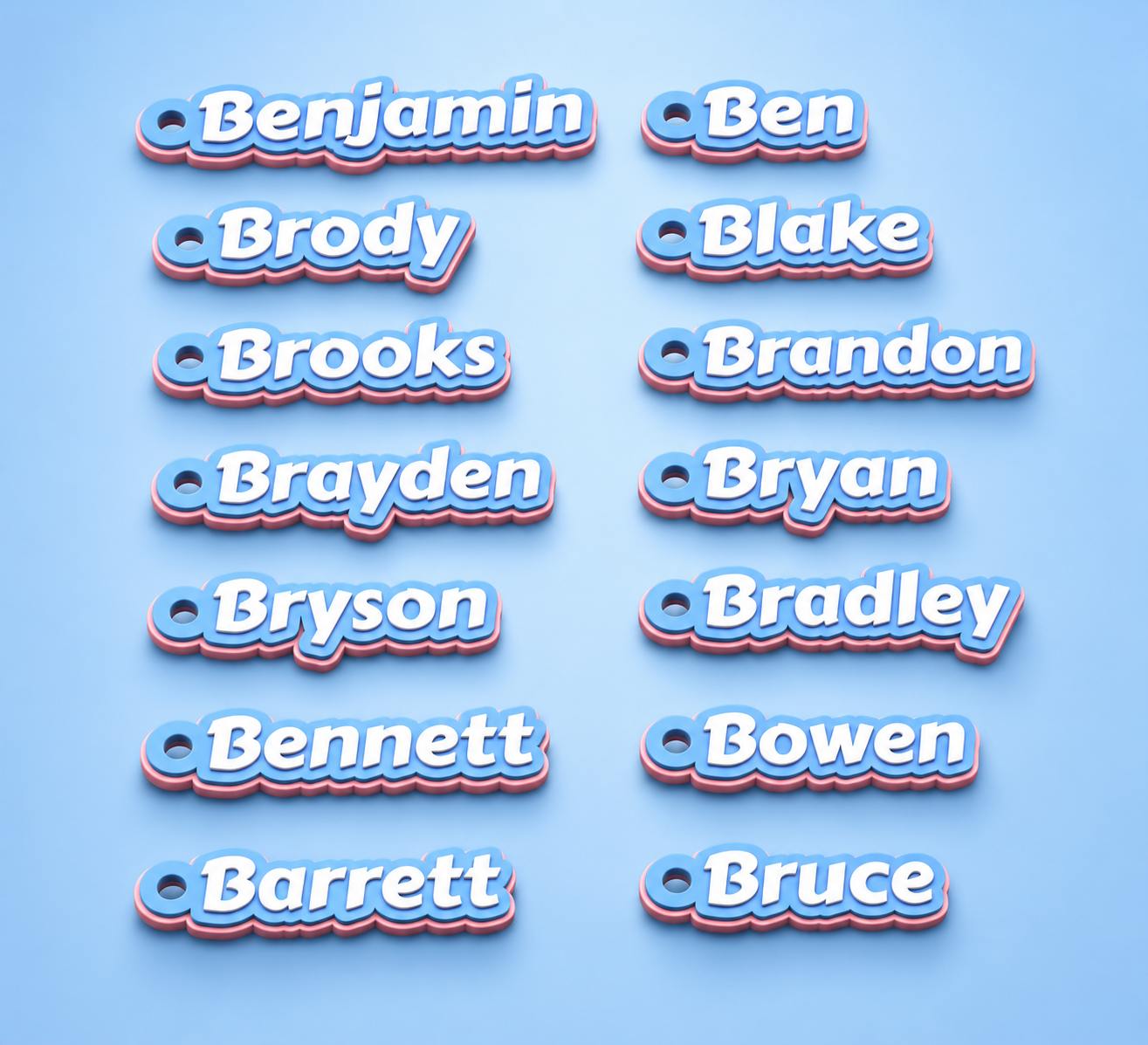 Alphabet Keychain Pack - Popular Boys Names (B)