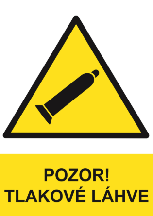 POZOR TLAKOVÉ LÁHVE-výstražná cedule