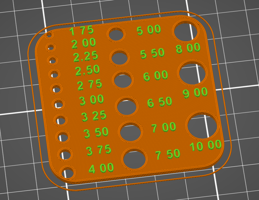 compact knitting needle gauge (metric)