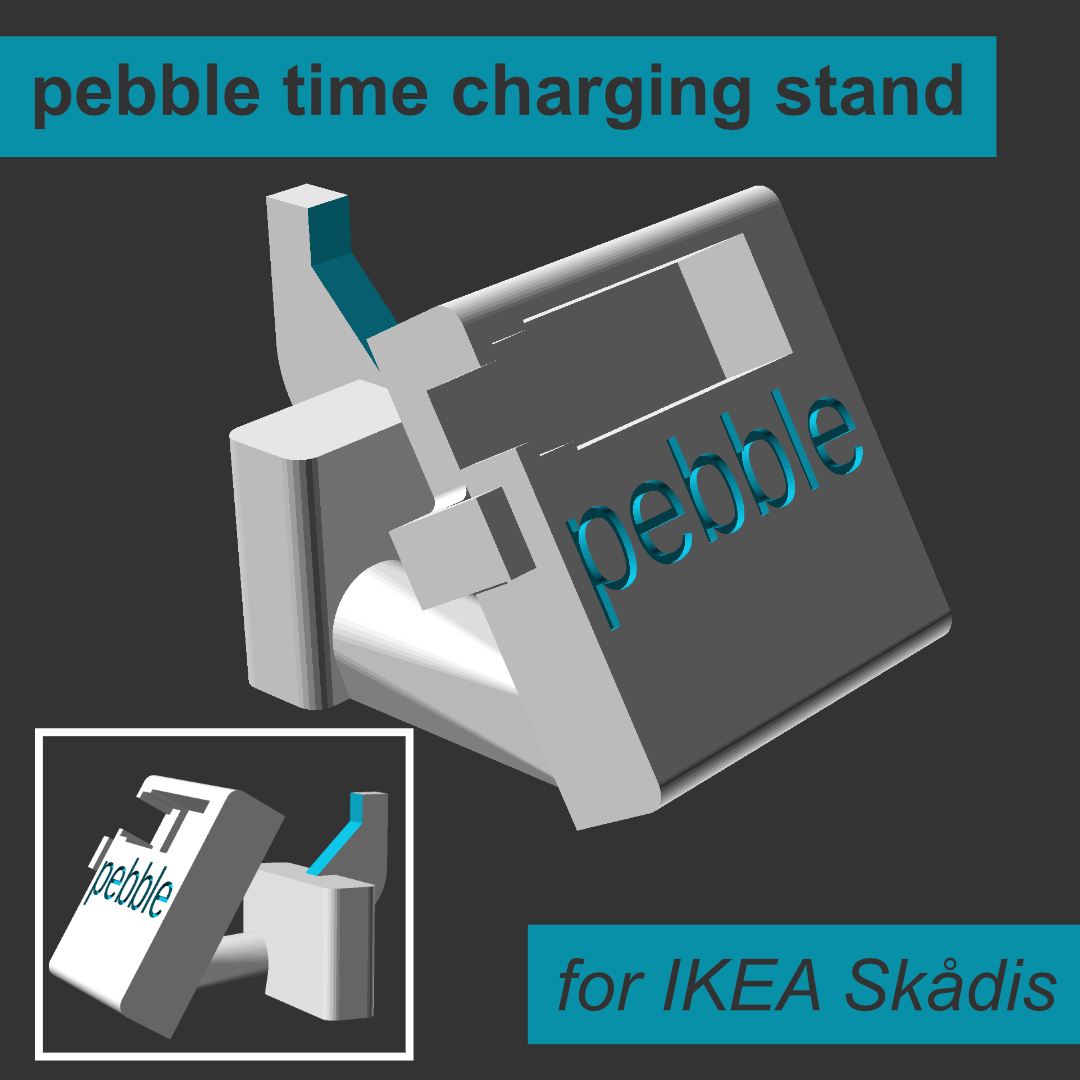 Pebble Time Charging Stand for IKEA Skadis Pegboard