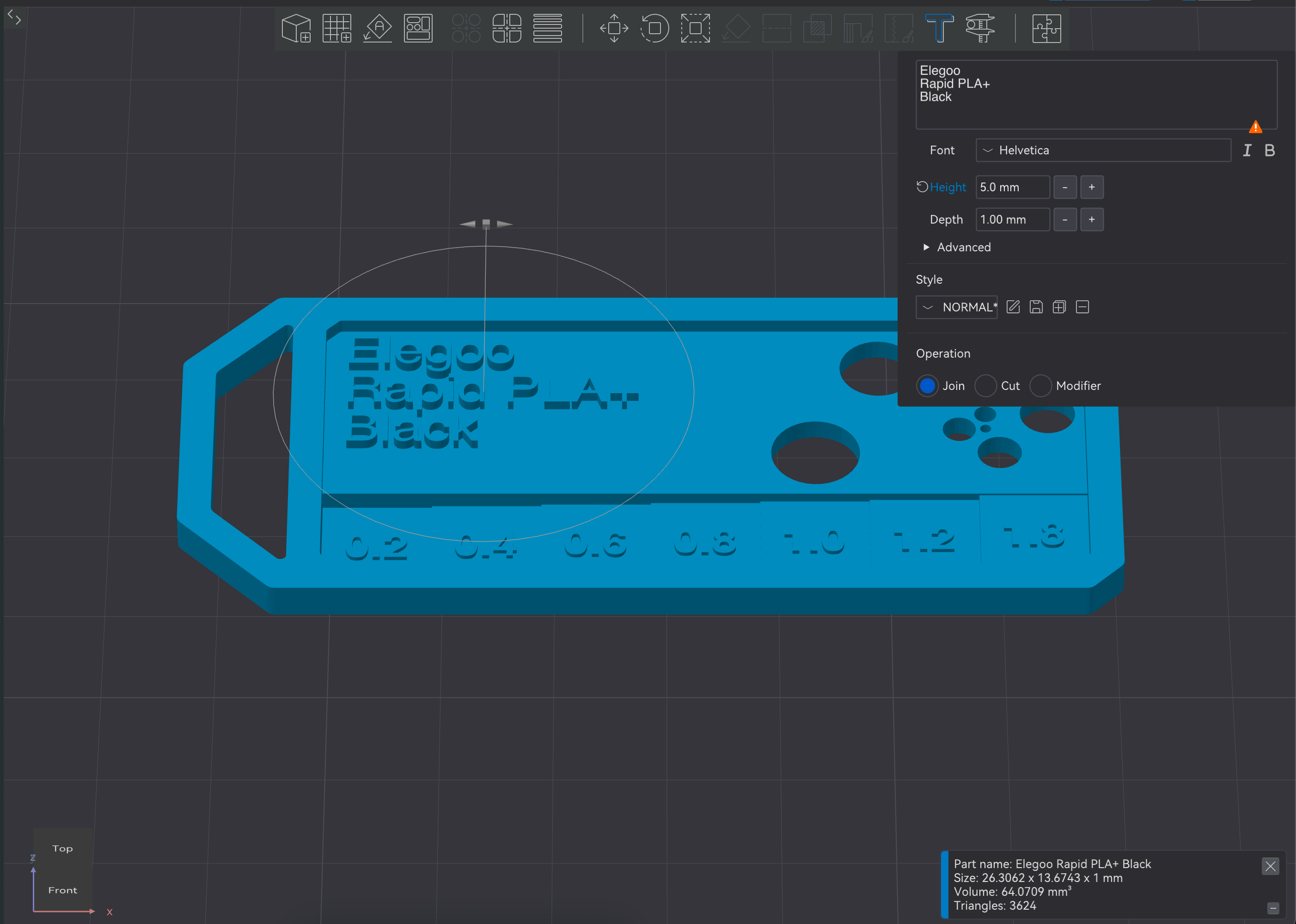 Filament swatch, any slicer - tiered layer height labels