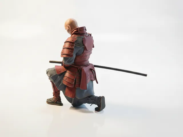 Samurai Warrior Kneeling Figurine Fantasy 3D Printable