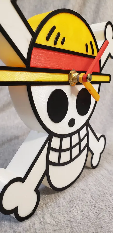 One Piece - Luffy＇s Straw Hat Pirates Jolly Roger Clock Face with