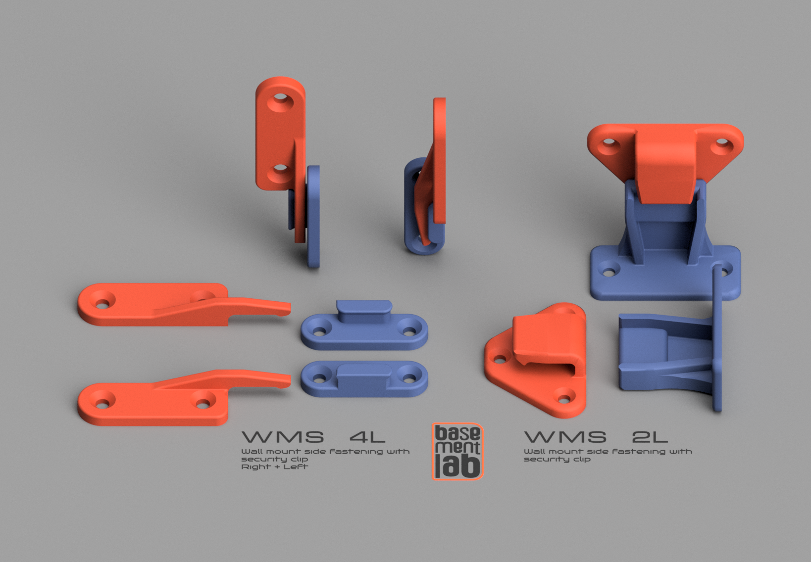 Wall mount - Side fastening system with security clip - Sistema di aggancio laterale — thumbnail 2