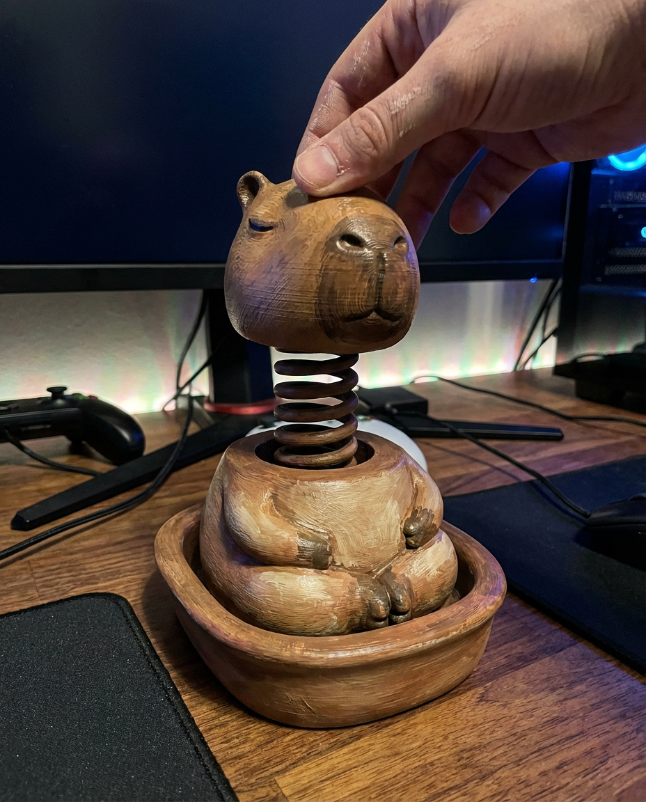Zen Capybara Bobblehead | Meditating Animal Fidget | Chill Desk Toy