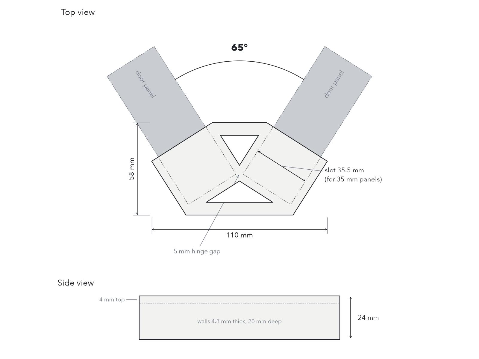 Bifold Door Holder, 65°, for 35 mm Panels — thumbnail 5