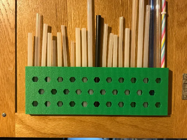 Low Profile Cabinet Door Straw Organizer