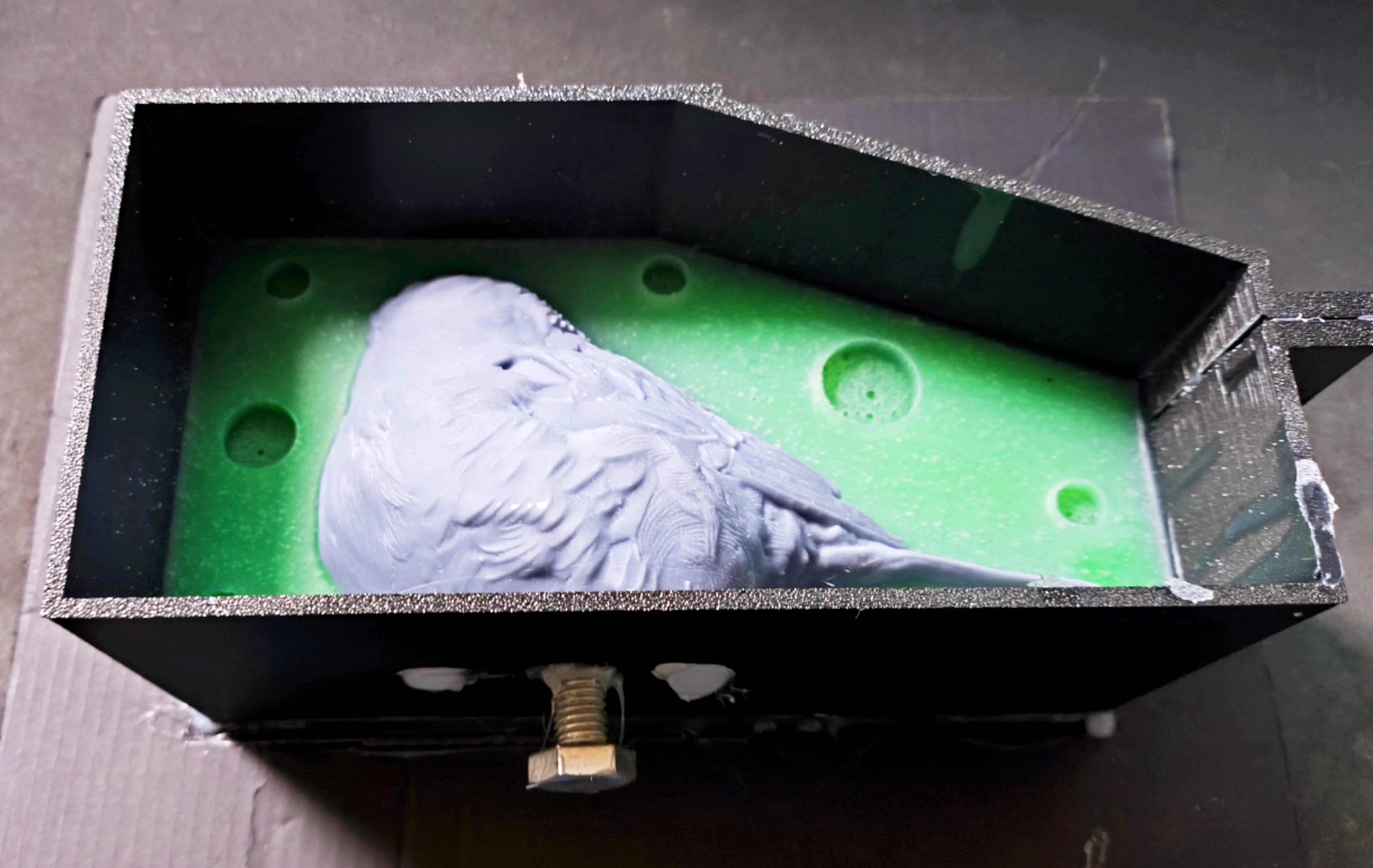 Two-Part Silicone Mold Box for Casting a Sparrow Figurine (FDM Printable Mold Form)